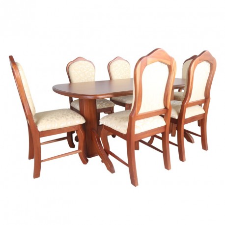 Oval Table and 6 Chairs Locust High Back